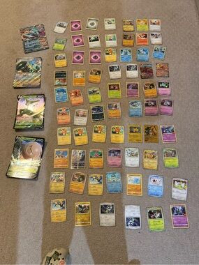 Pokemon Trading Card Lot - Yellow, Blue, Pink, Green, Orange, Purple, Black